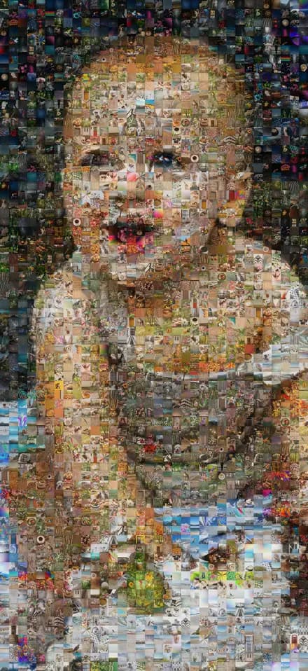 Photo mosaic of a laughing baby