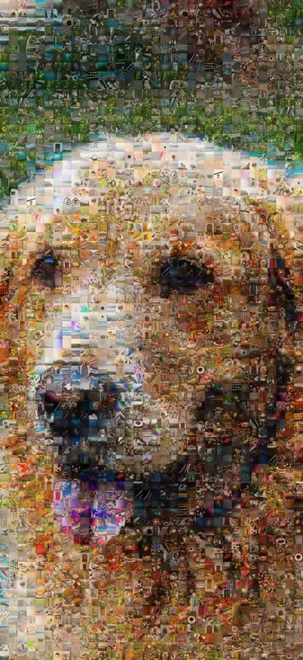 Photo mosaic of a golden retriever